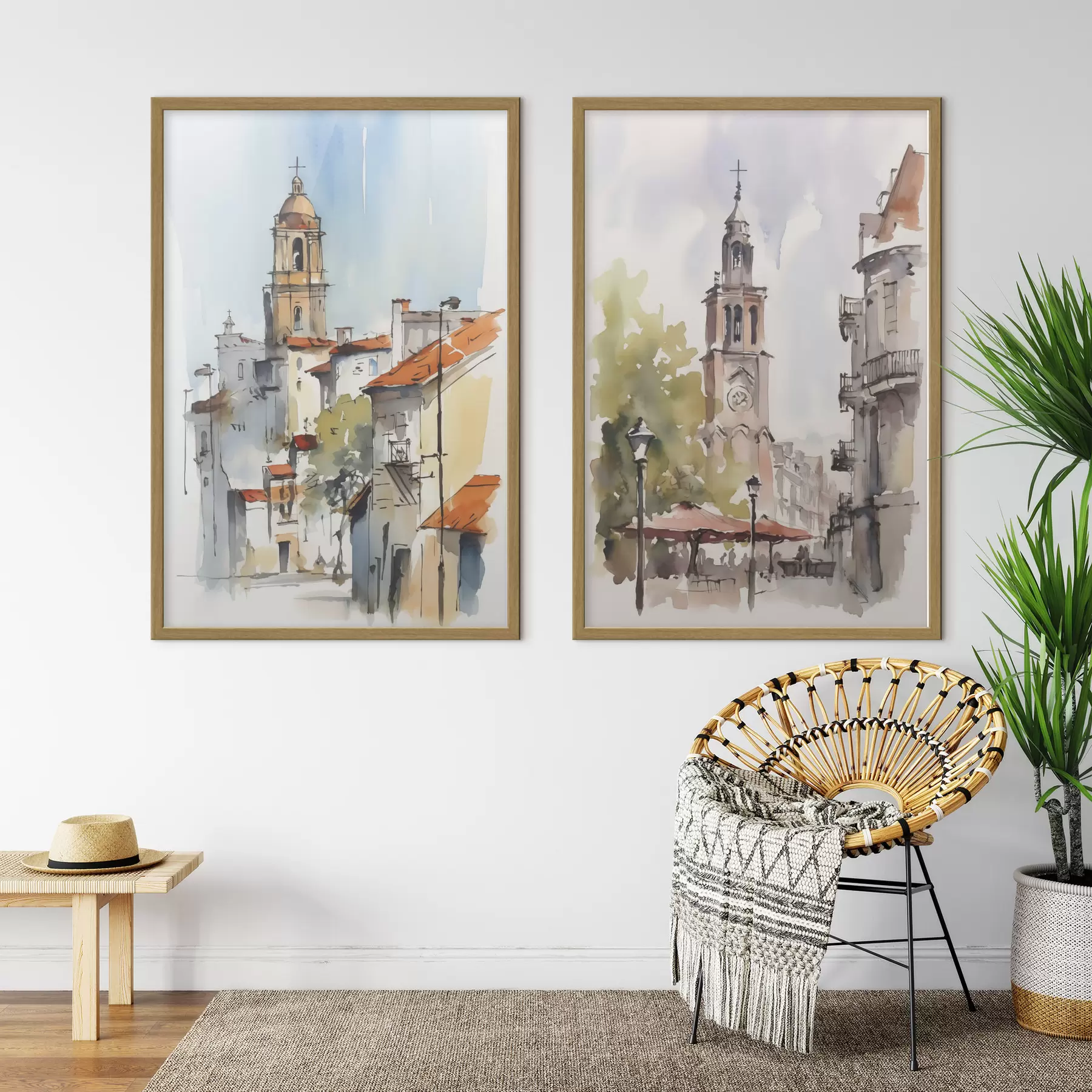 Fototapete Stadtlandschaft im Aquarellstil d00832