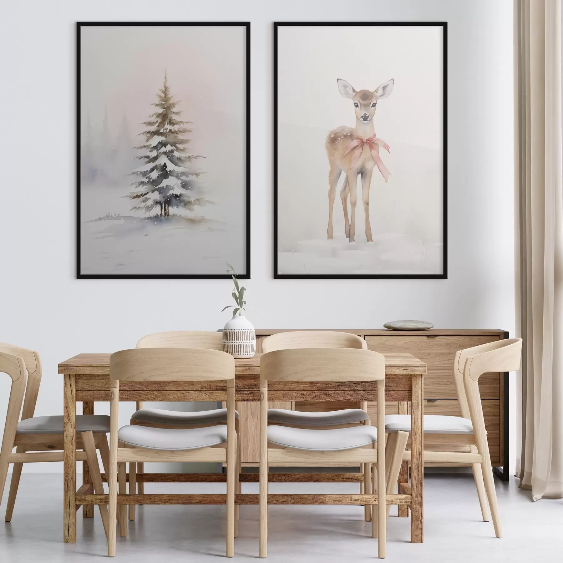 Fototapete Fichte und Reh d00933