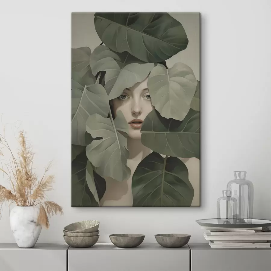 Fototapete Porträt eines Mädchens im Laub s47331