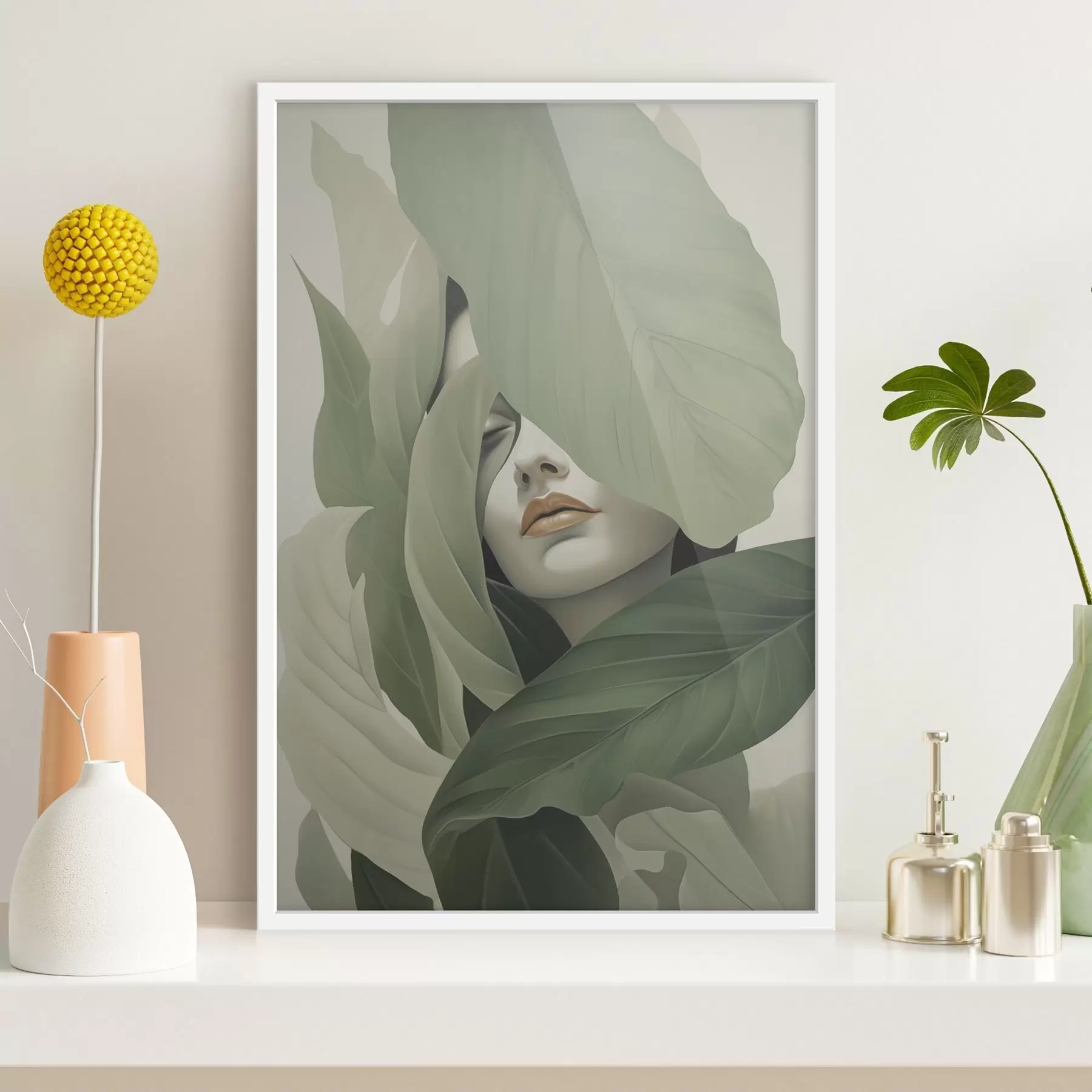 Fototapete Surreales Porträt eines Mädchens im Laub f47332