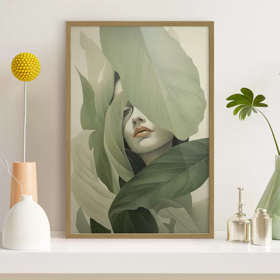 Fototapete Surreales Porträt eines Mädchens im Laub f47332