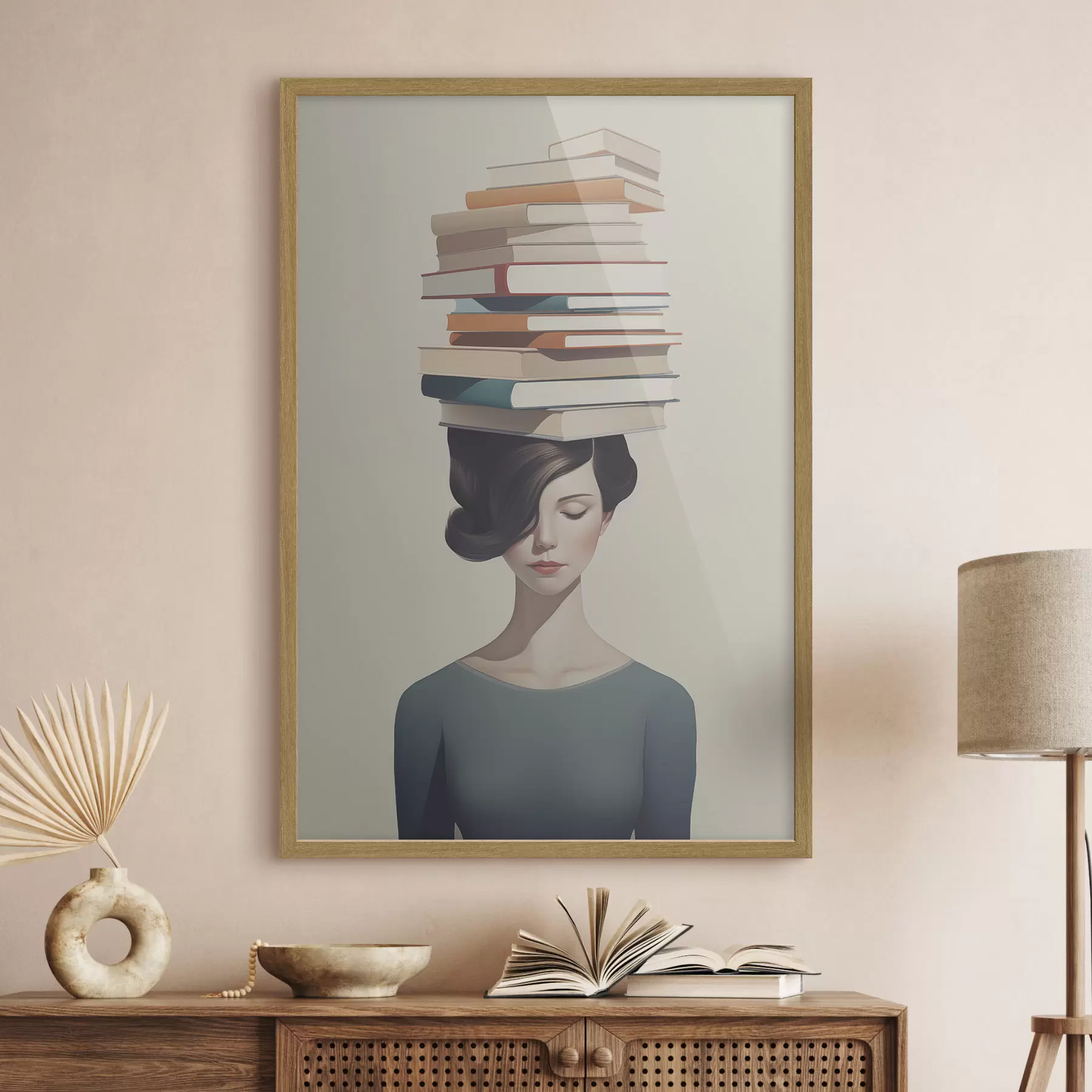 Fototapete Surreales Porträt eines Mädchens mit Büchern f47334