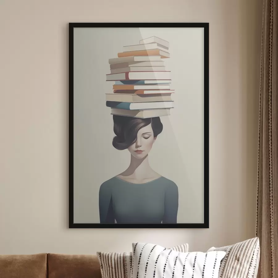 Fototapete Surreales Porträt eines Mädchens mit Büchern f47334