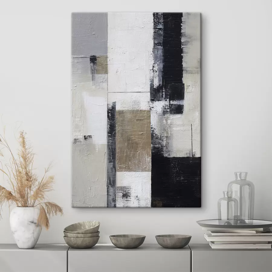 Fototapete zeitgenössische Abstraktion in kontrastierenden Farben s47133