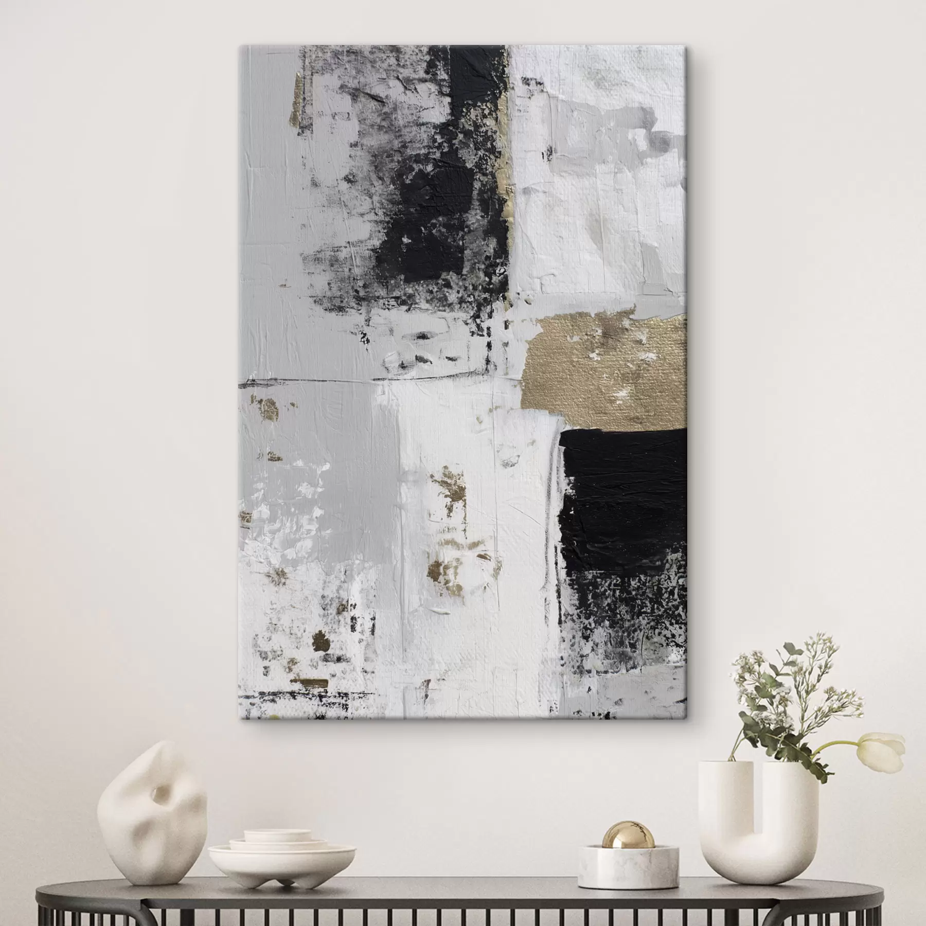 Fototapete zeitgenössische Abstraktion in kontrastierenden Farben s47134