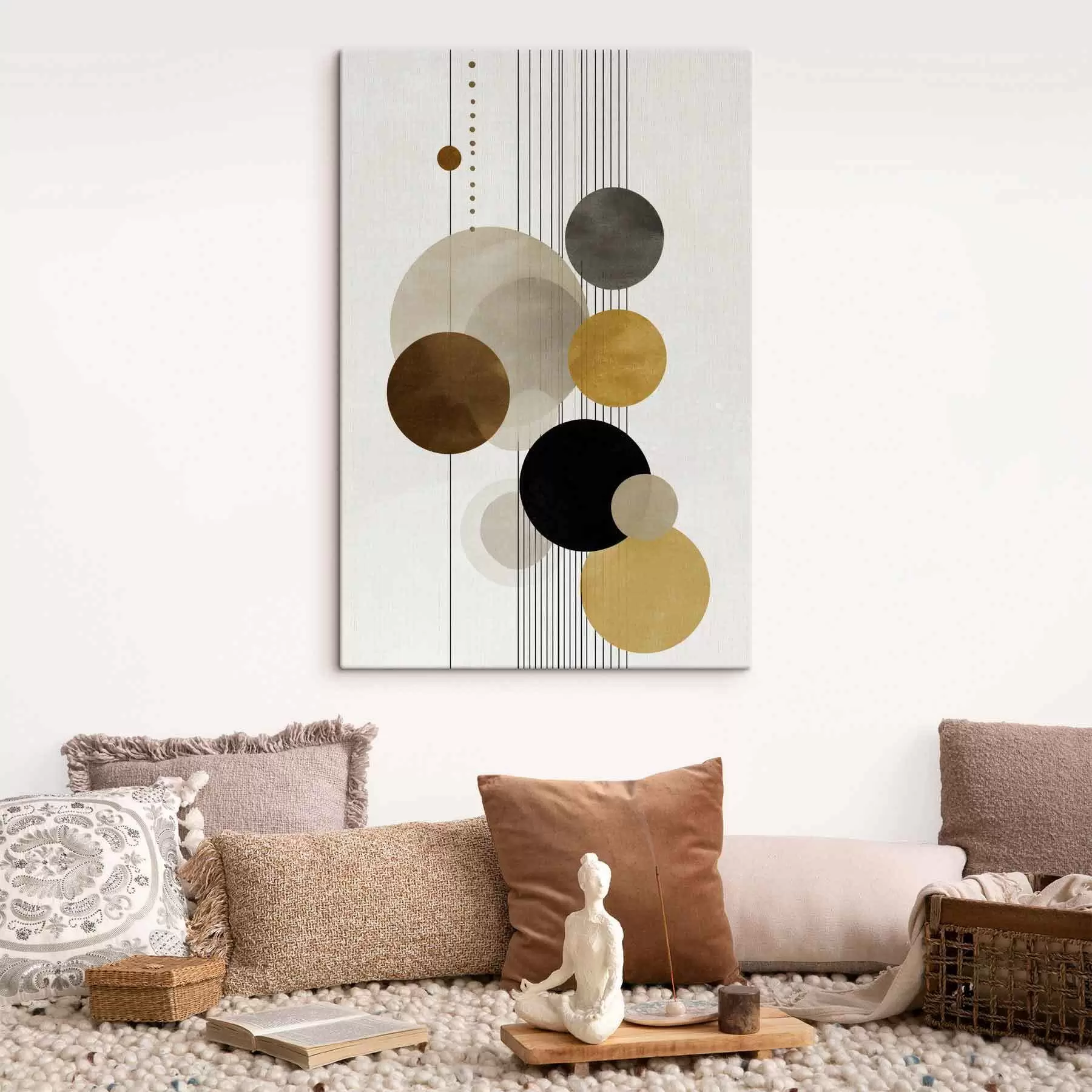 Fototapete Abstraktion mit Kreisen und Linien in warmen Farben s47237