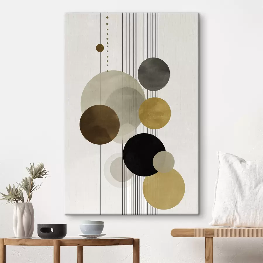 Fototapete Abstraktion mit Kreisen und Linien in warmen Farben s47237