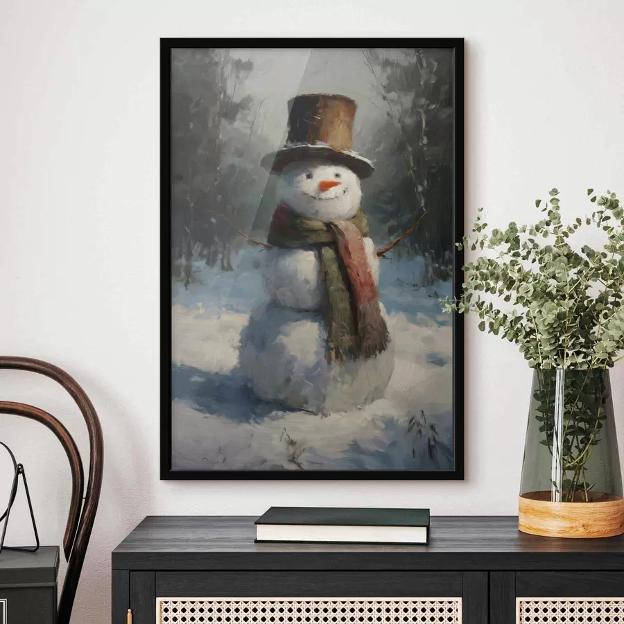 Fototapete Schneemann im Stil eines Ölgemäldes f47116