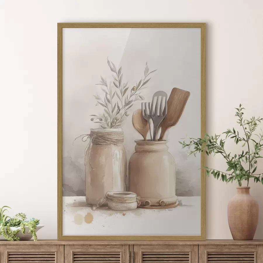 Fototapete Küchenstillleben im Aquarellstil f47125