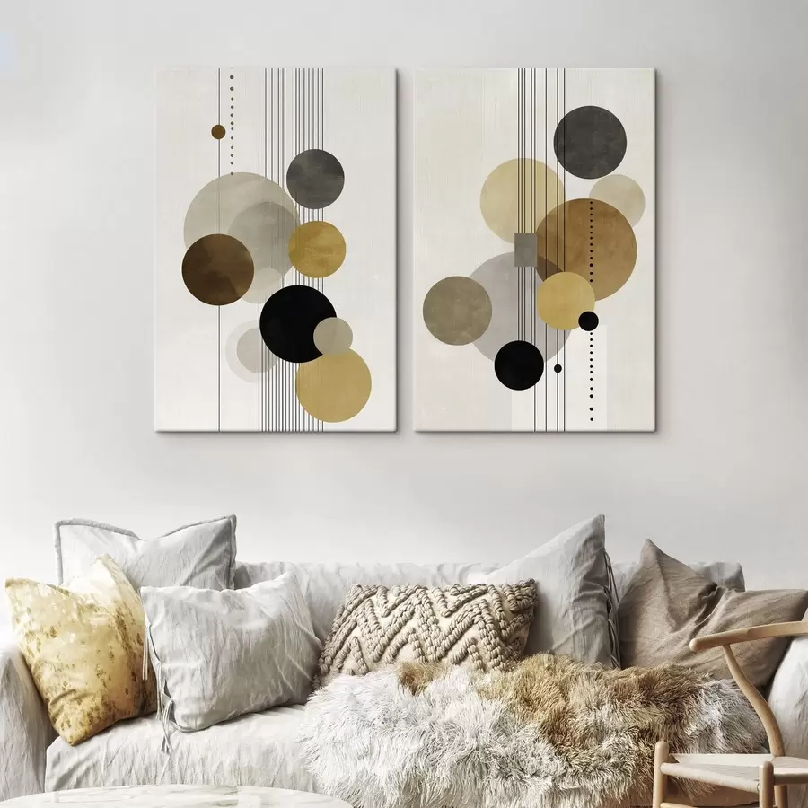 Fototapete Abstraktion mit Kreisen und Linien in warmen Farben m01182