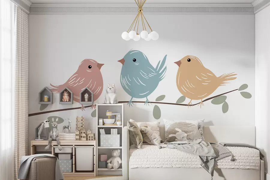 Fototapete Vögel auf einem Ast w05099