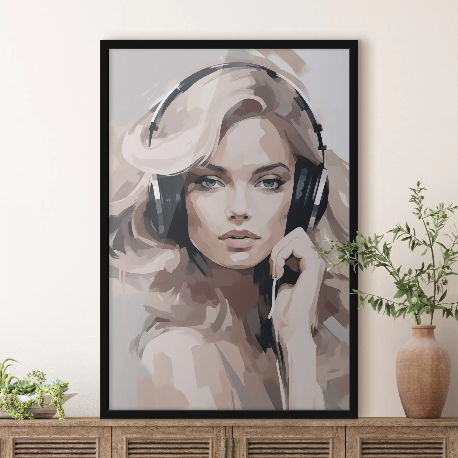 Fototapete Porträt eines Mädchens mit Kopfhörern f47410