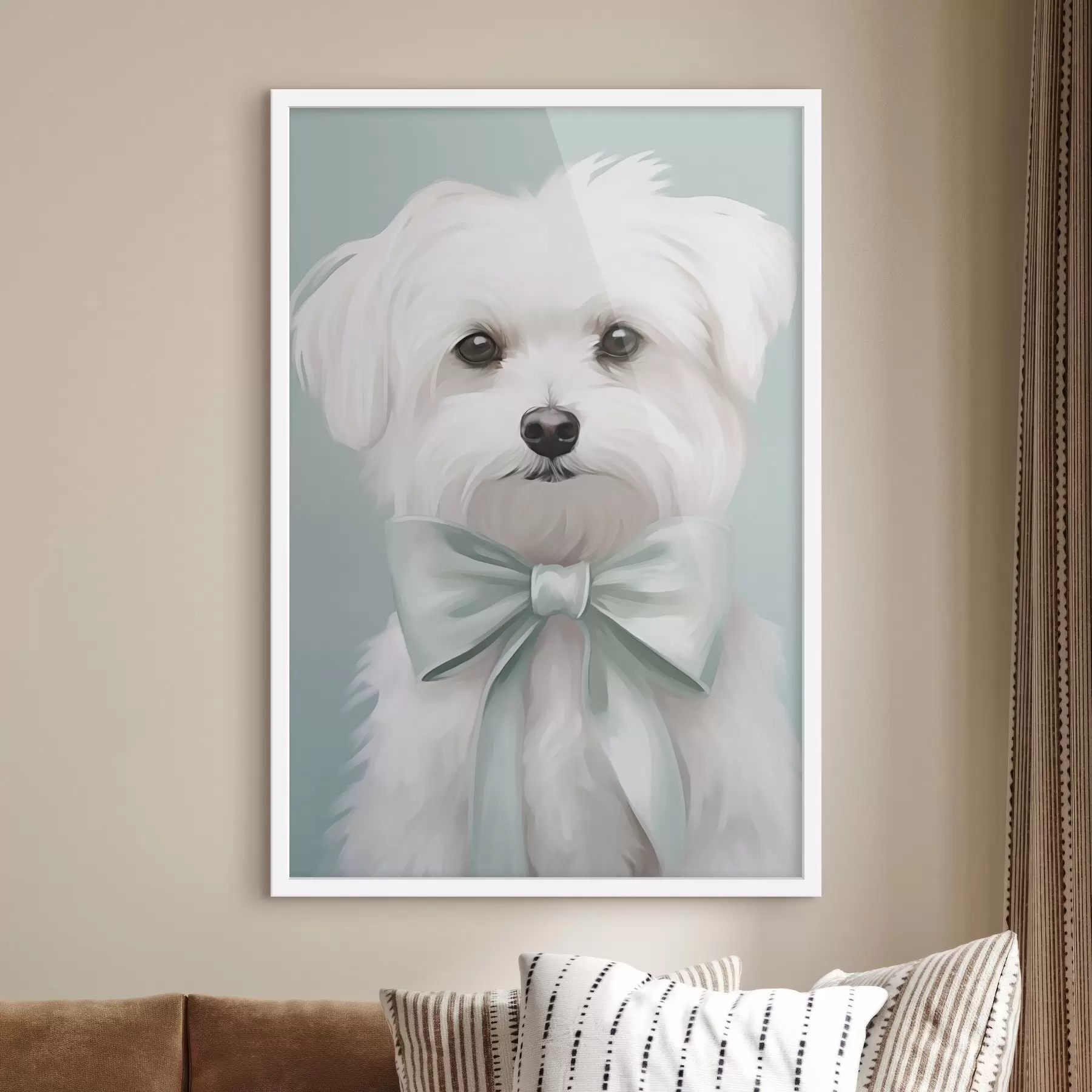 Fototapete Kleiner Hund mit Schleife f47413