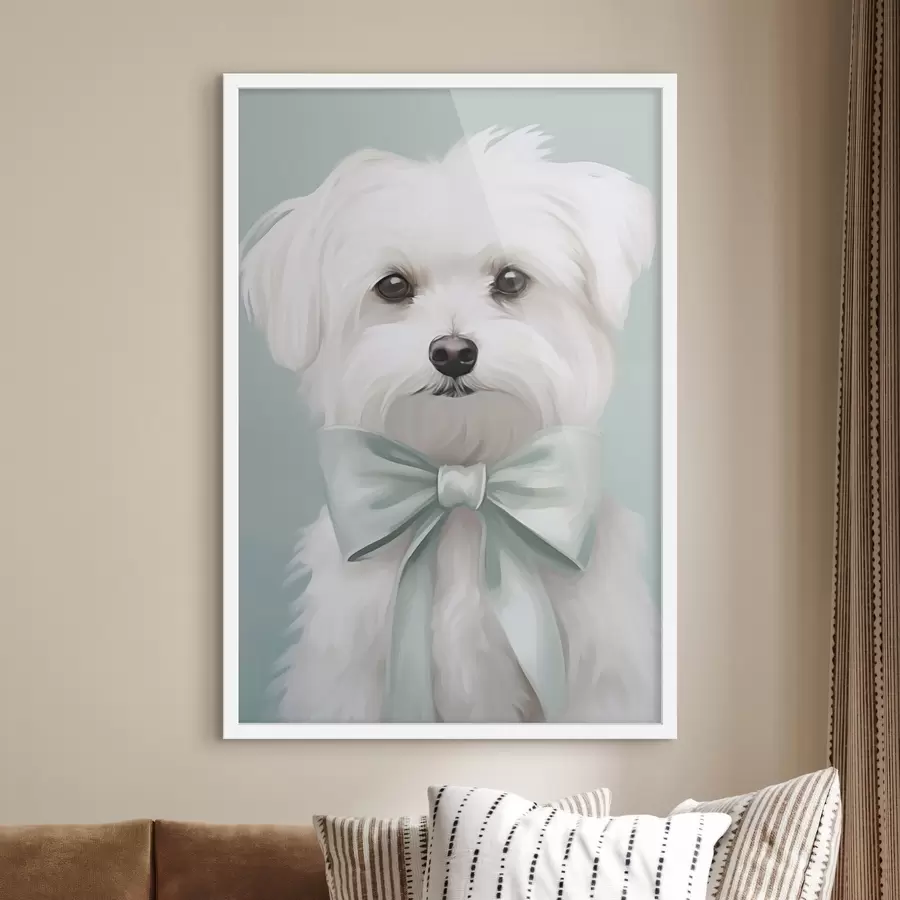 Fototapete Kleiner Hund mit Schleife f47413