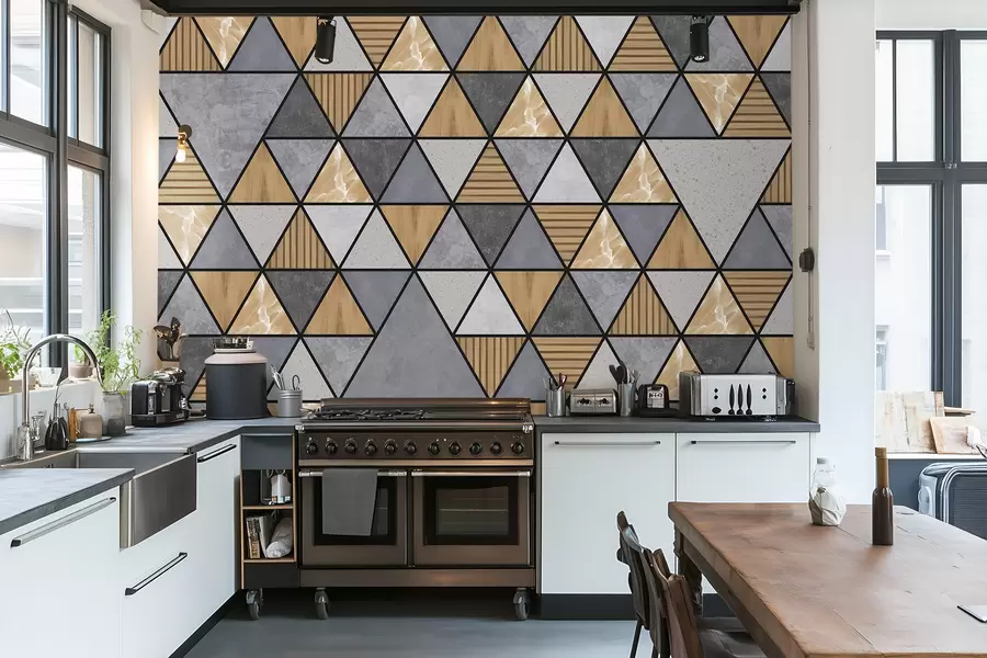 Fototapete Dreieckiges Ornament in neutralen und warmen Farben w05096v1