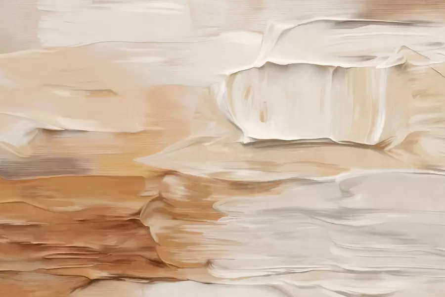 Fototapete Abstrakte, strukturierte Pinselstriche in warmen Erdtönen wie Beige, Creme und Braun, moderne Kunst w09588