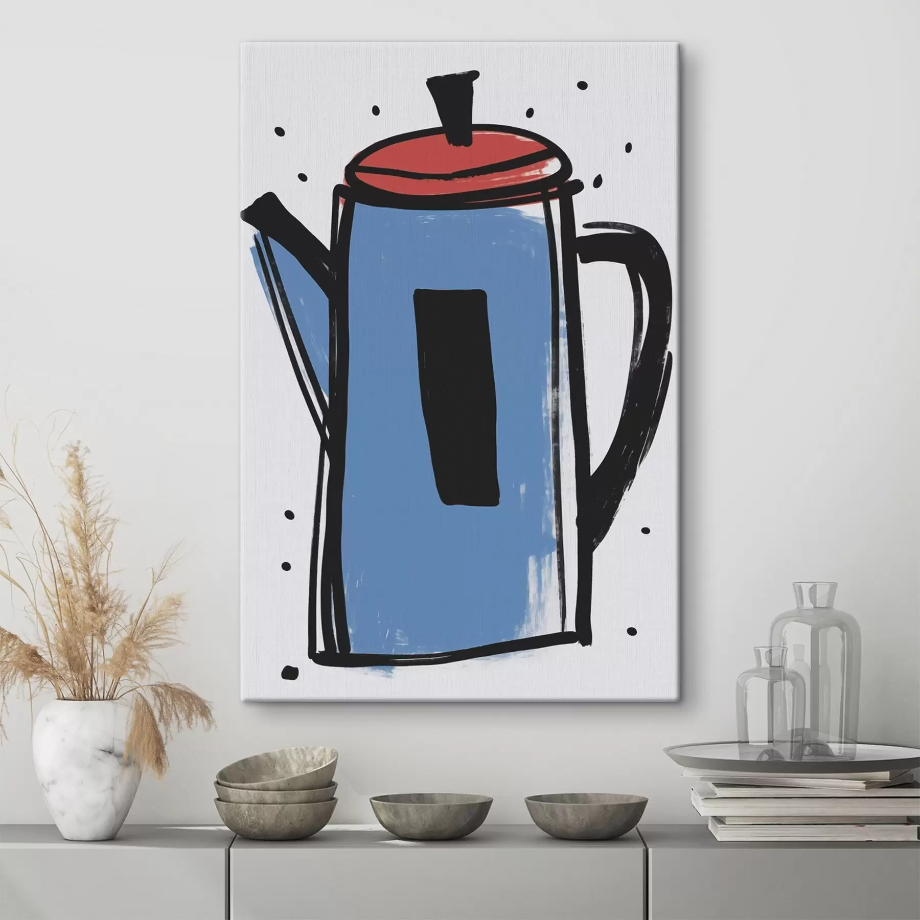 Fototapete Kaffeekanne, Nachahmung einer primitiven Zeichnung s47496