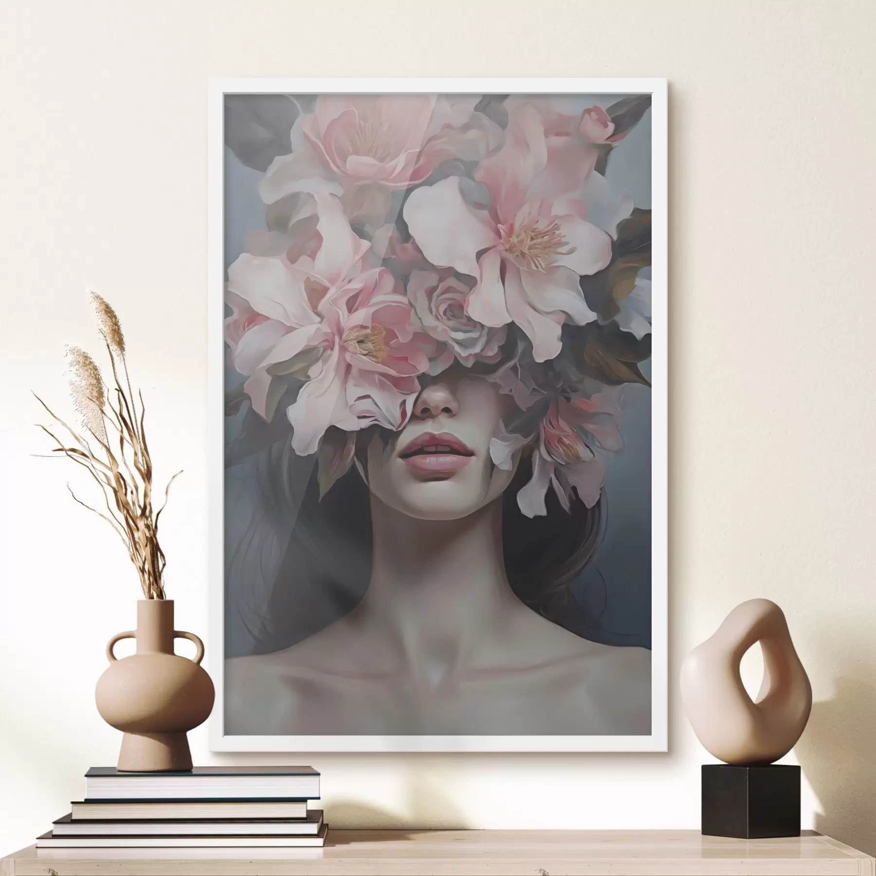 Fototapete Surrealistisches Porträt einer Frau mit Blumen f47489