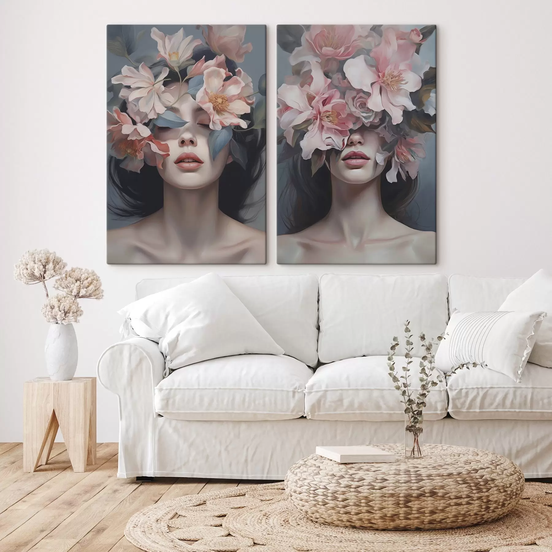 Fototapete Abstraktes Frauenporträt mit Blumen m01221