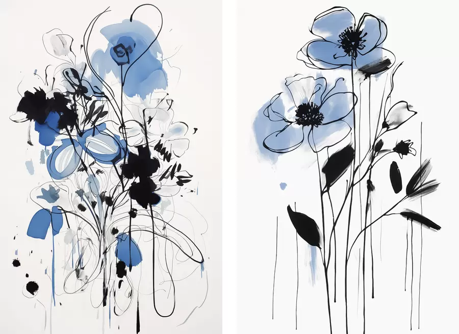 Fototapete Abstraktion mit Flecken und Blumen m01222