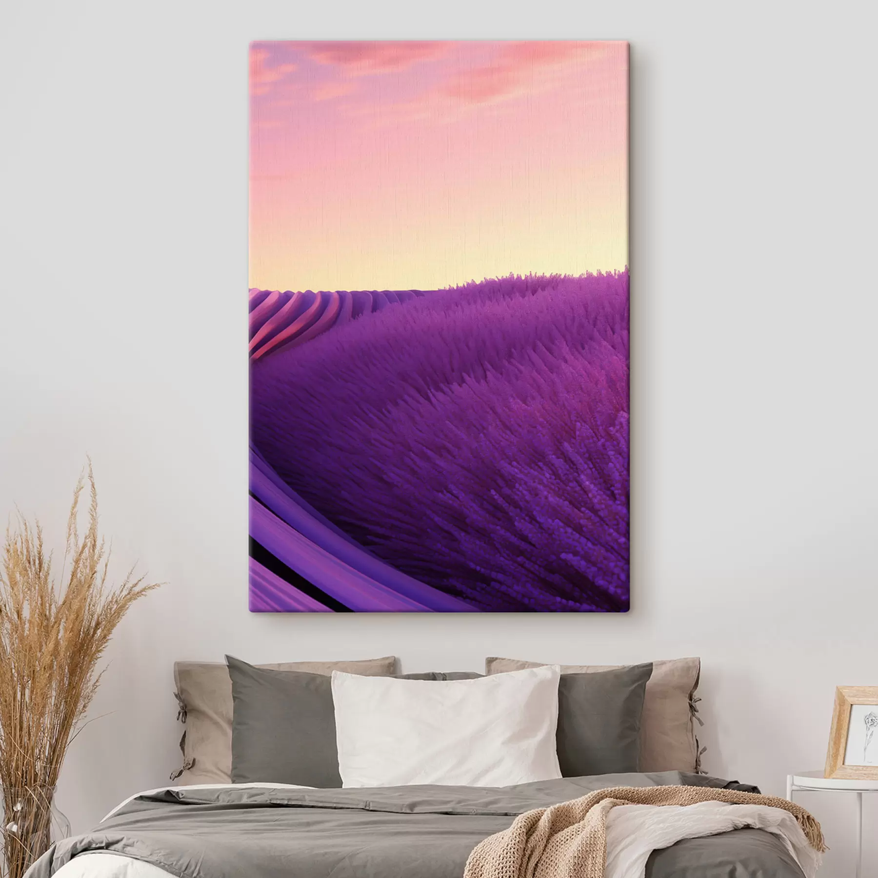 Fototapete Lavendelfeld vor dem Sonnenuntergang s47111