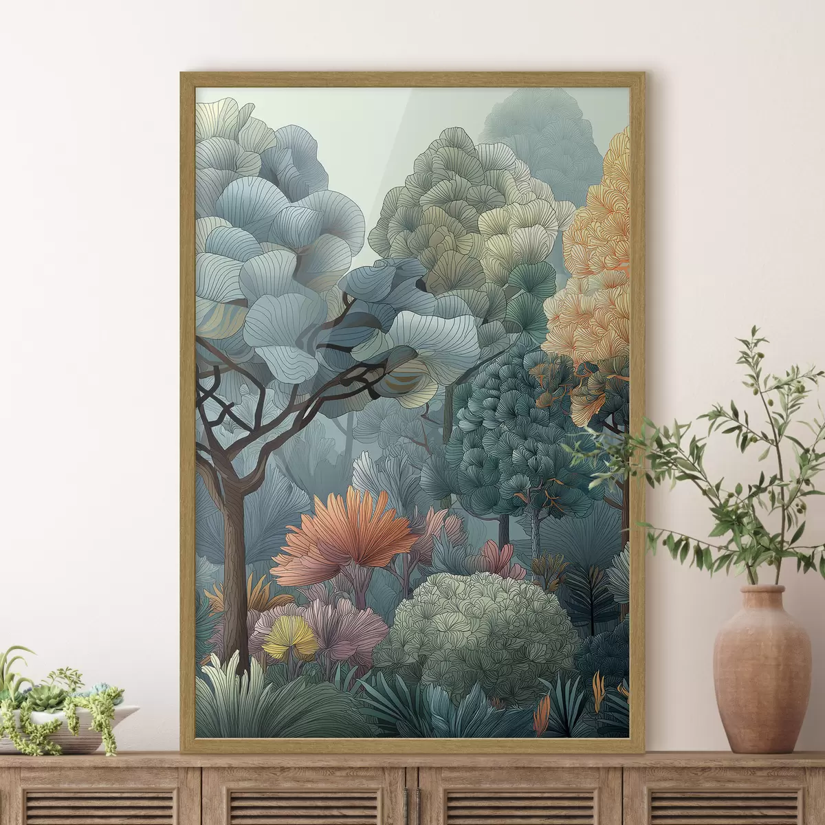 Poster Abstrakter Wald f47105