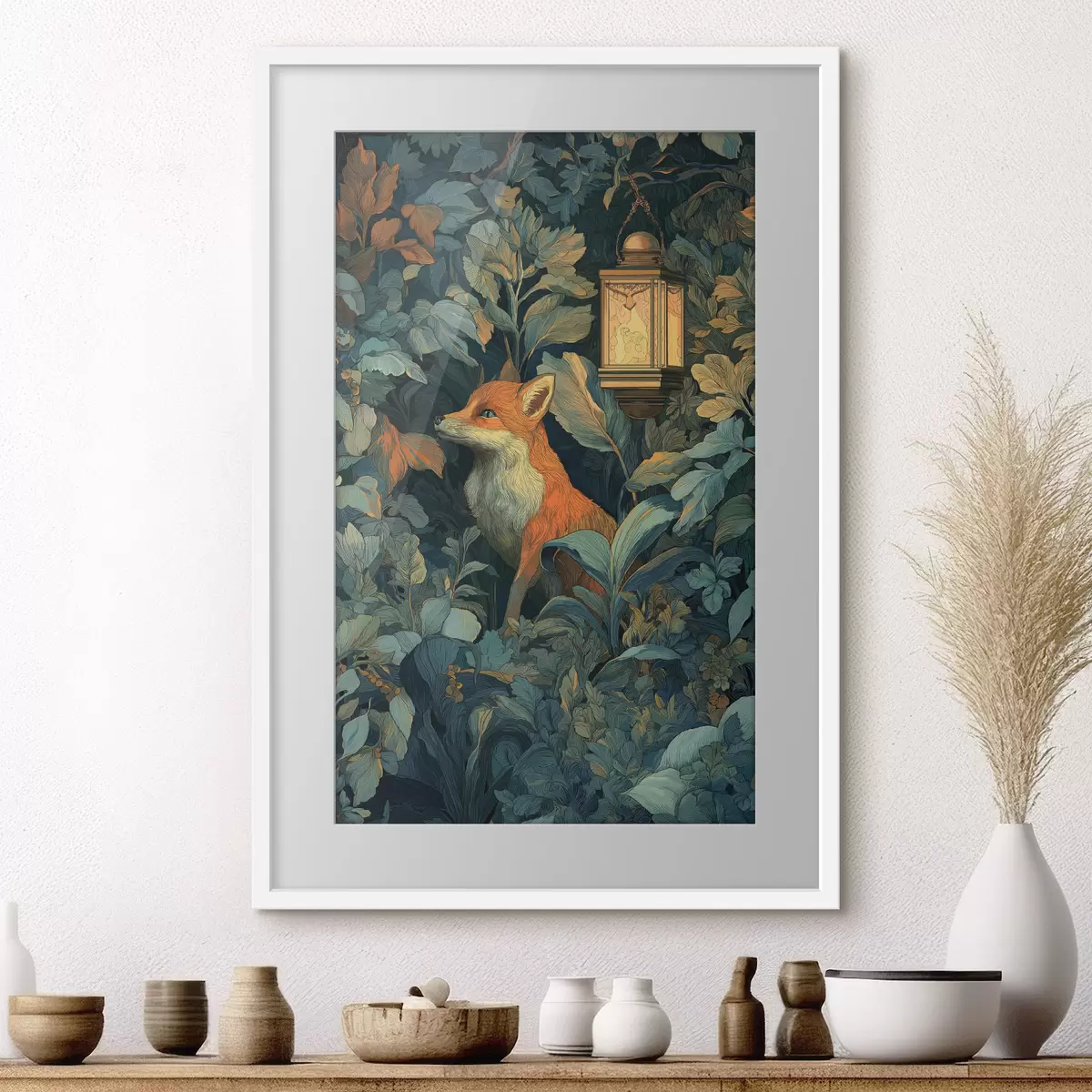 Poster Süßer Fuchs im Gebüsch f47107