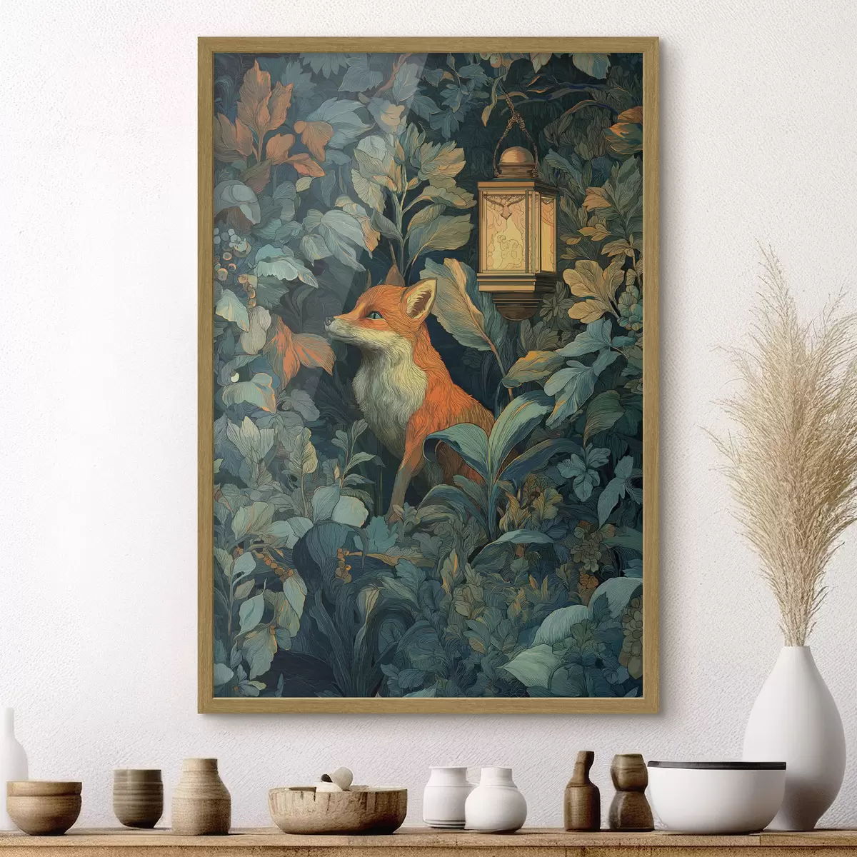 Poster Süßer Fuchs im Gebüsch f47107