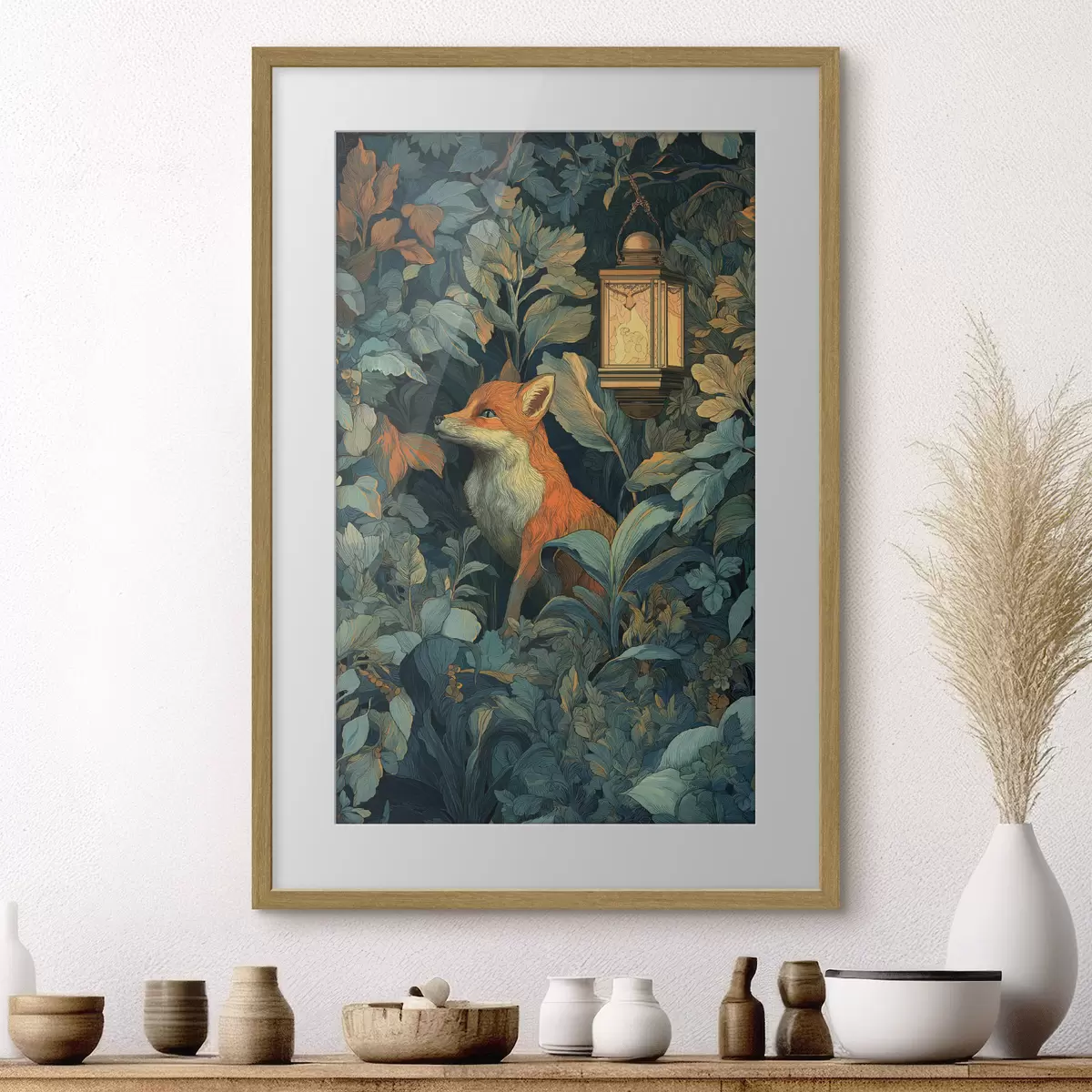 Poster Süßer Fuchs im Gebüsch f47107