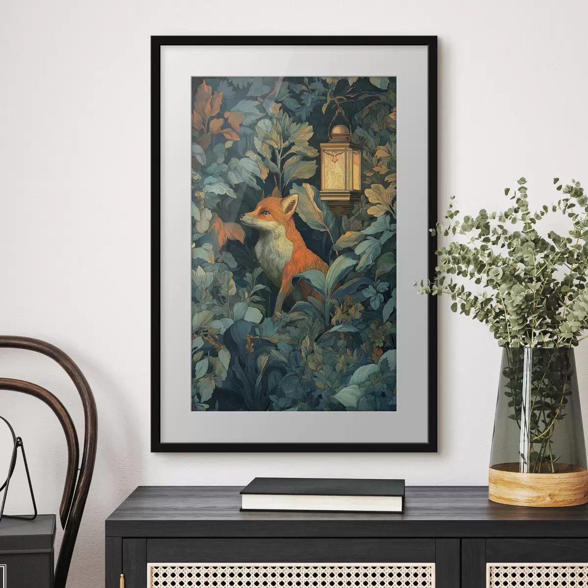 Poster Süßer Fuchs im Gebüsch f47107