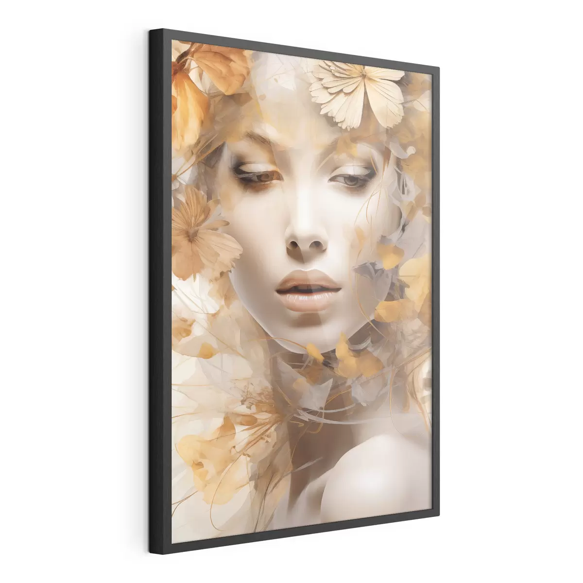 Poster Menschen, Mädchen und Blumen, Nachbildung einer Skulptur f47112