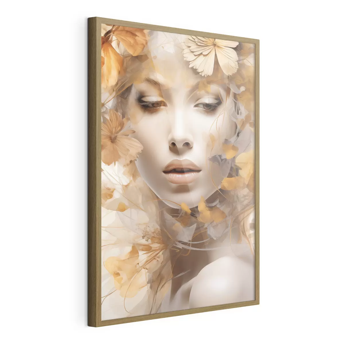 Poster Menschen, Mädchen und Blumen, Nachbildung einer Skulptur f47112