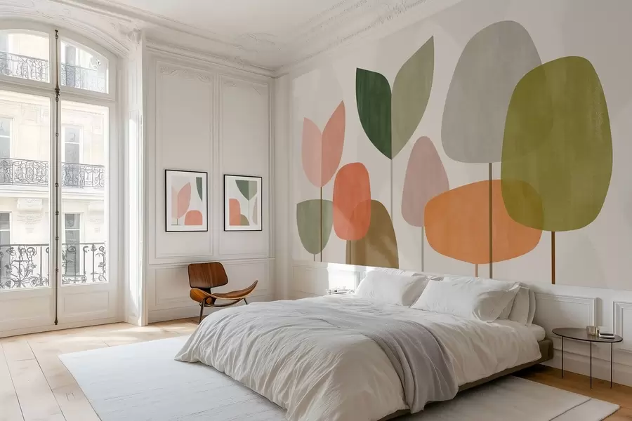 Fototapete abstrakte Bäume in einem naiven Stil w05059