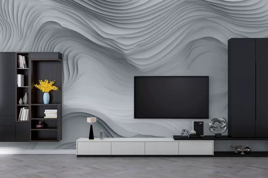 Fototapete Imitation voluminöser, abgestufter Reliefs in Grautönen w05061