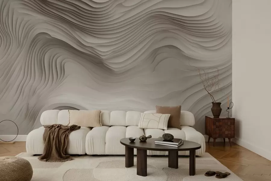 Fototapete Imitation voluminöser, abgestufter Reliefs in Beigetönen w05061v1