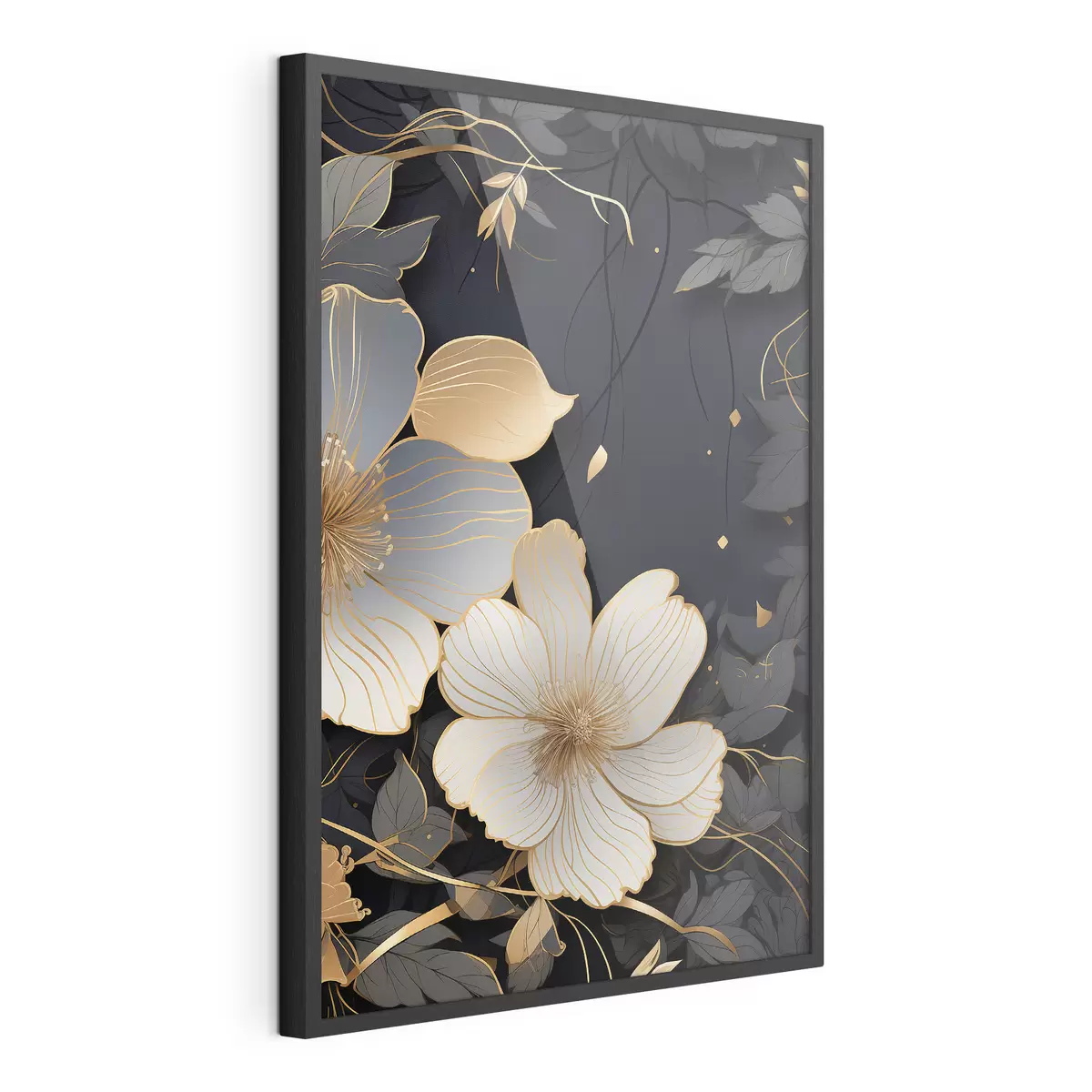 Poster Große Blumen auf dunklem Hintergrund f46885