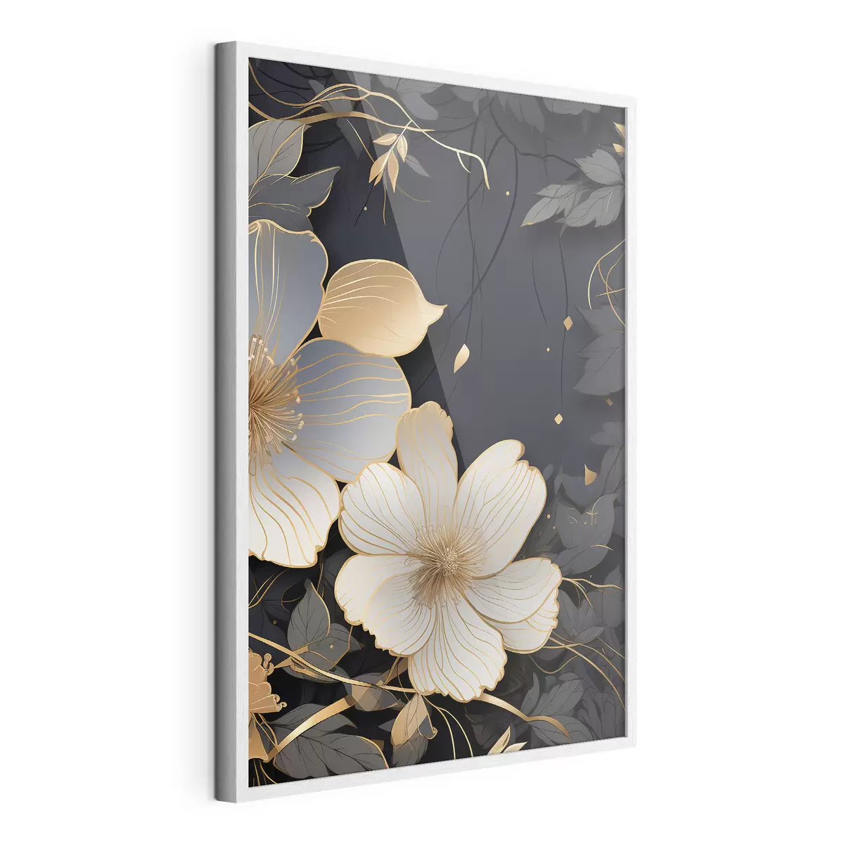Poster Große Blumen auf dunklem Hintergrund f46885