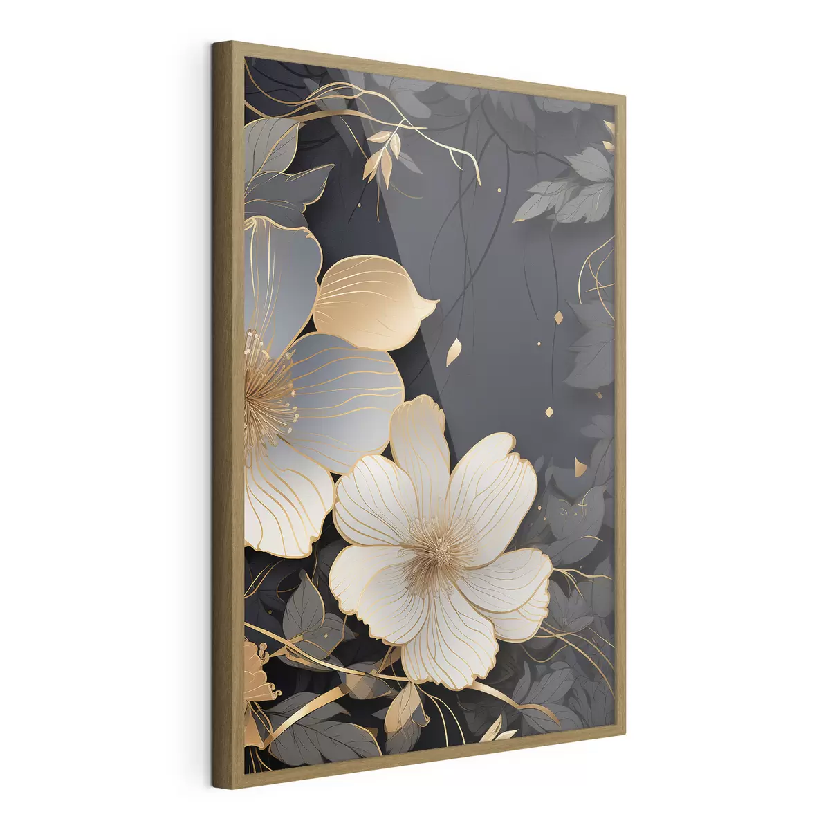 Poster Große Blumen auf dunklem Hintergrund f46885