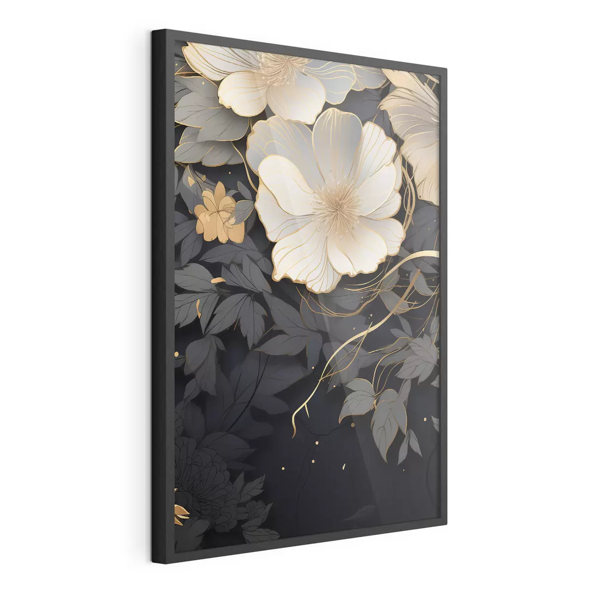 Poster Abstrakte Blumen auf einem dunklen Hintergrund f46886
