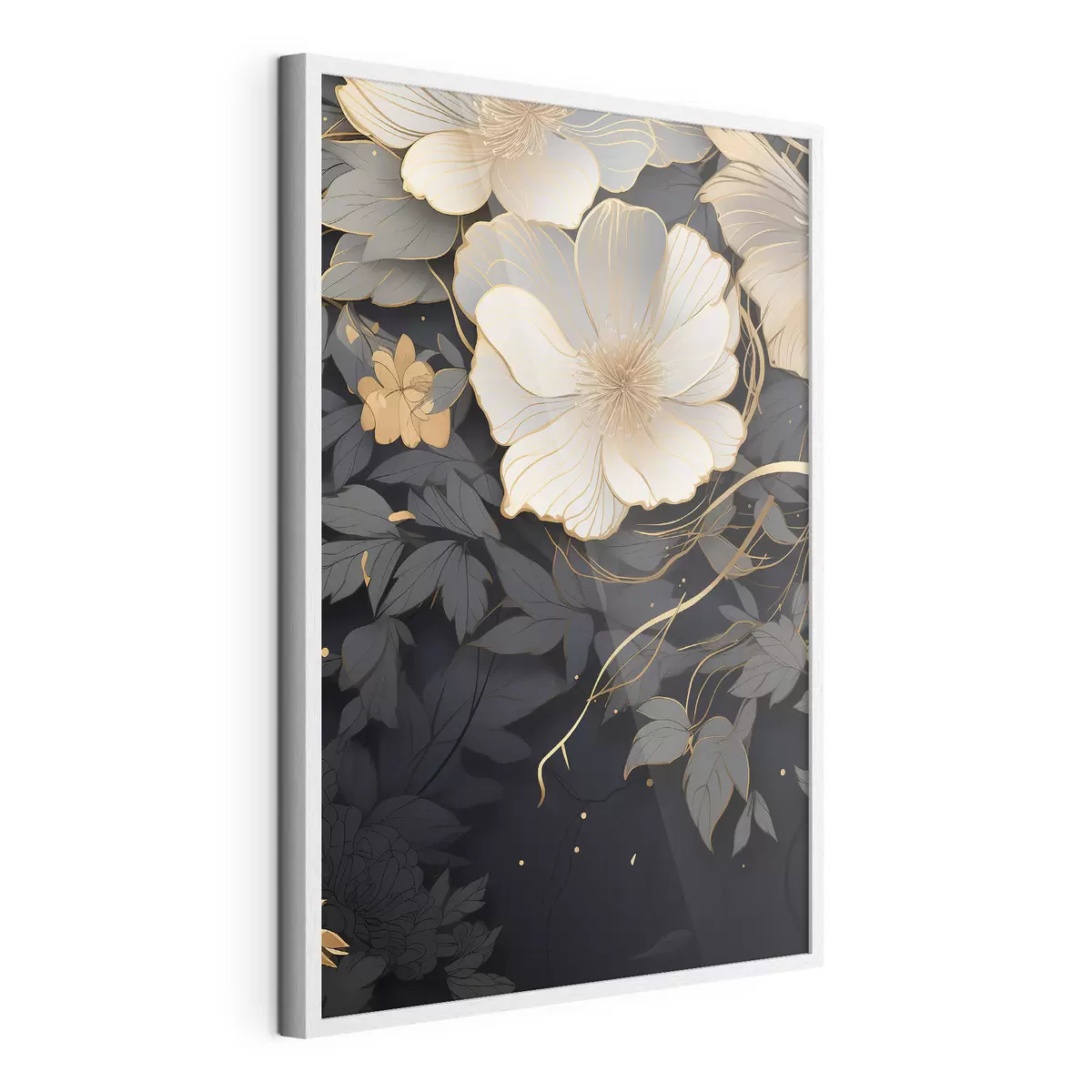 Poster Abstrakte Blumen auf einem dunklen Hintergrund f46886