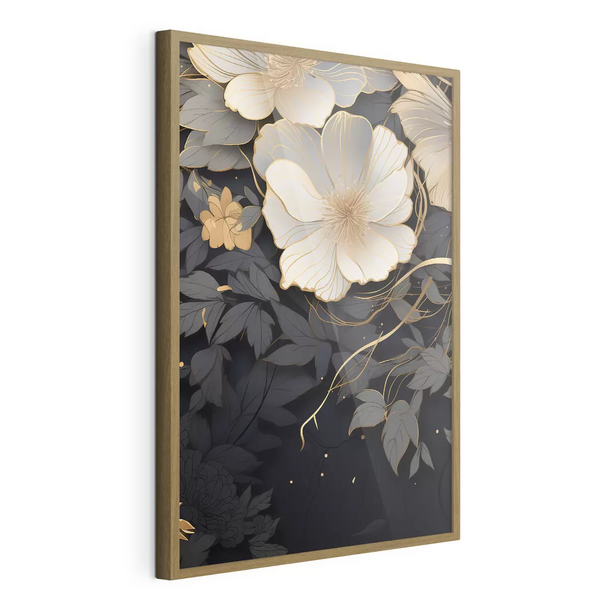 Poster Abstrakte Blumen auf einem dunklen Hintergrund f46886
