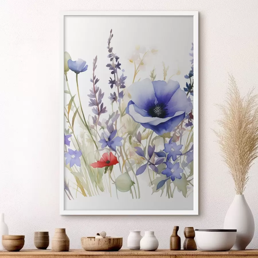 Fototapete Mohn- und Lavendelblüten f46887
