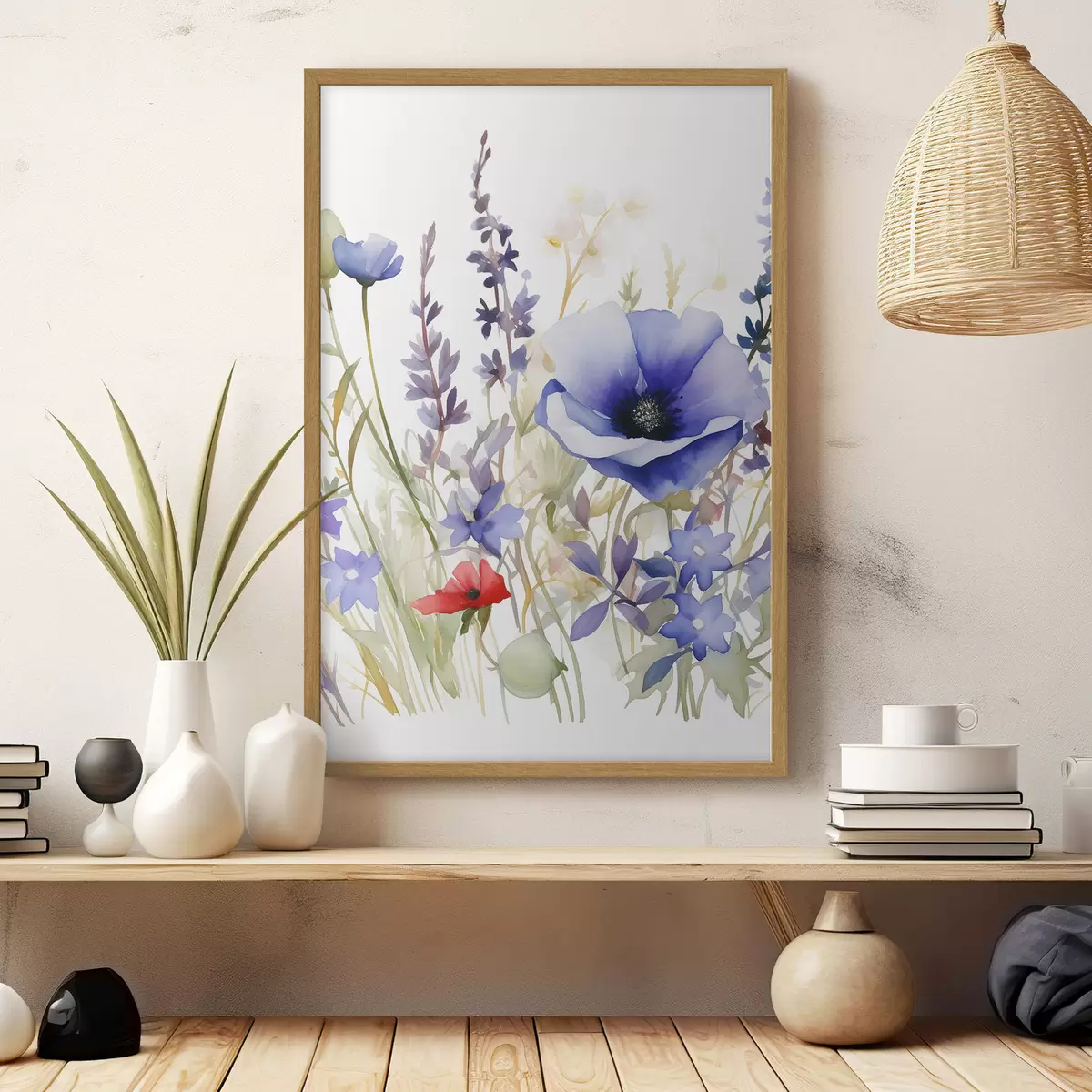 Poster Mohn- und Lavendelblüten f46887