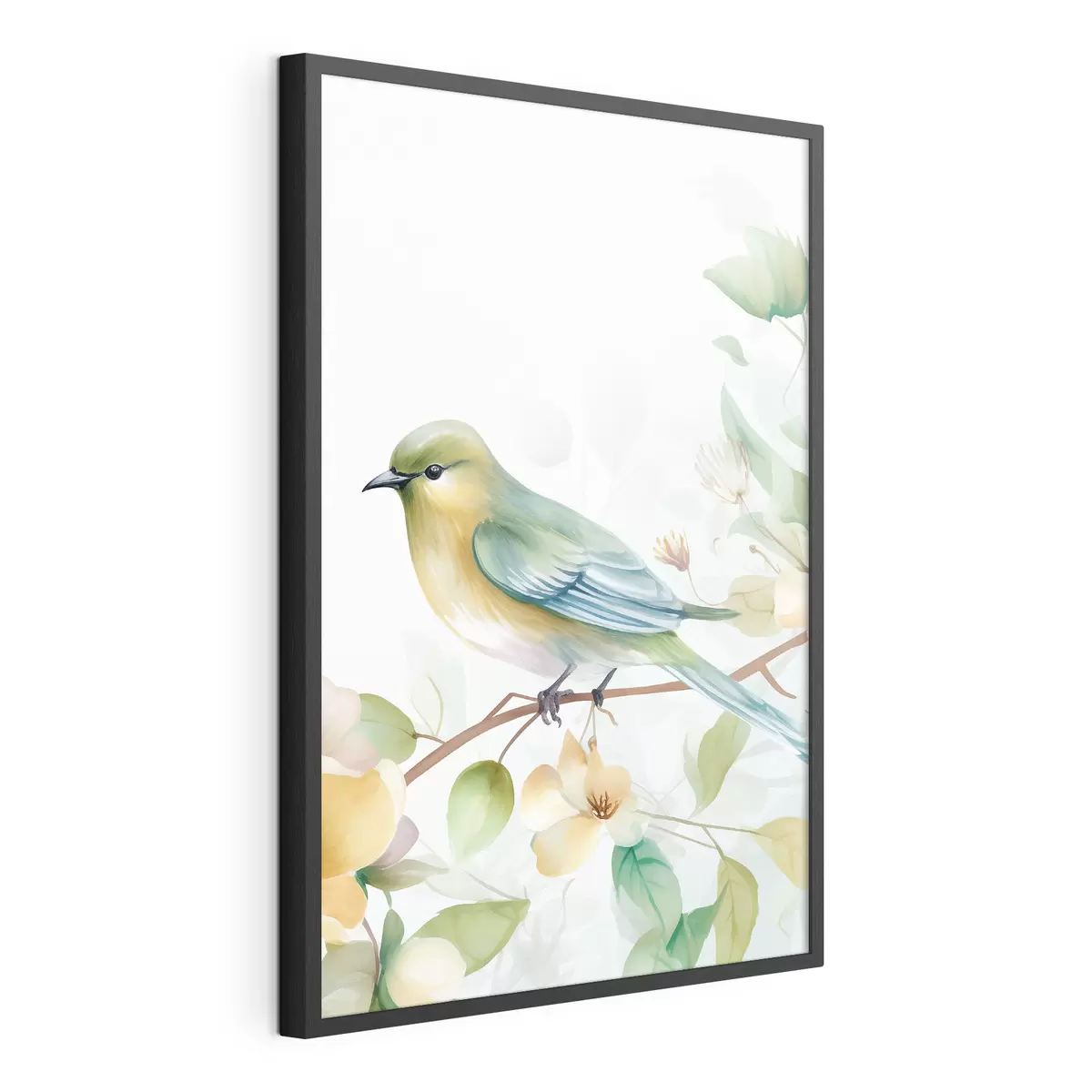 Poster Meise auf einem Ast, Aquarellimitation f46892