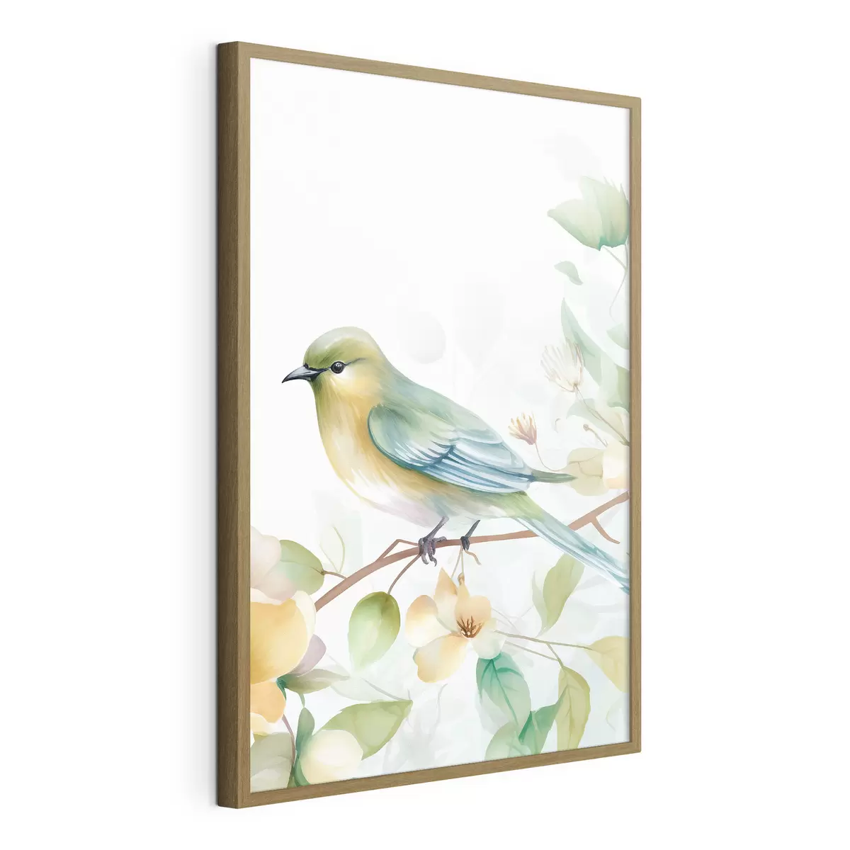 Poster Meise auf einem Ast, Aquarellimitation f46892