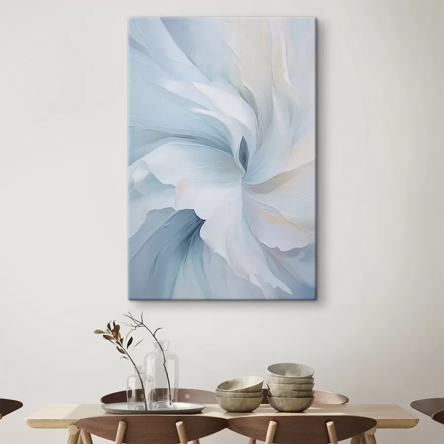 Fototapete Abstrakte, zarte, durchscheinende Blütenblätter, die sich bei sanfter Beleuchtung und einer malerischen Textur nach innen drehen. s47437