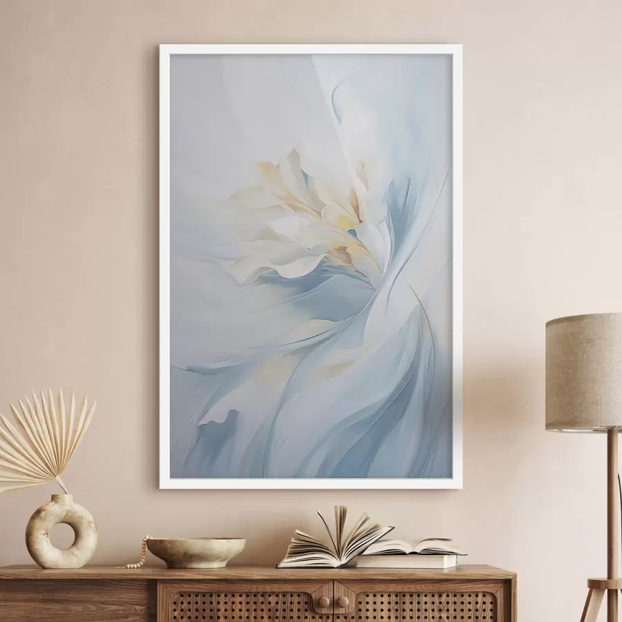 Fototapete Abstrakte, zarte, durchscheinende Blütenblätter, die sich bei sanfter Beleuchtung und einer malerischen Textur nach innen drehen. f47436