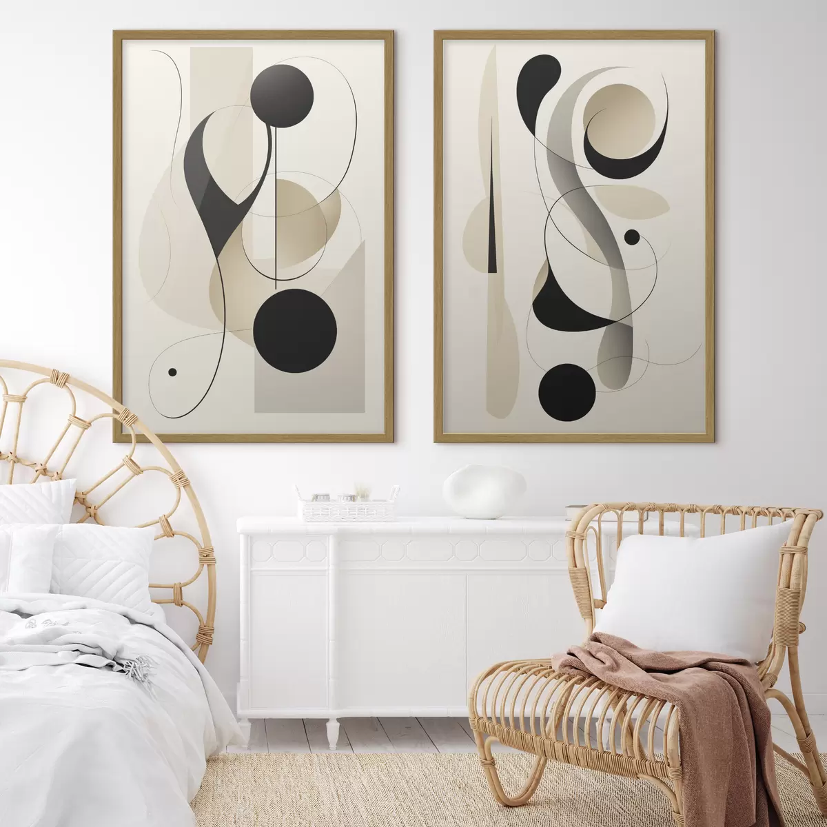 Poster Abstrakte Komposition mit Kurven und Formen d00538