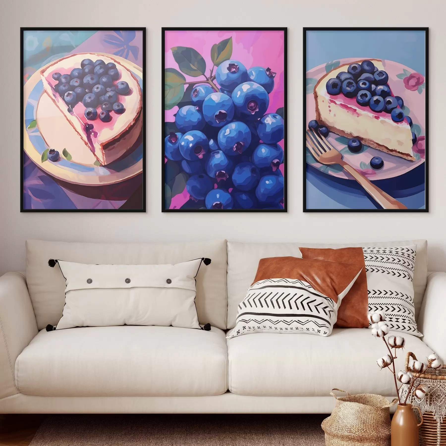 Fototapete Käsekuchen und Blaubeeren d00547