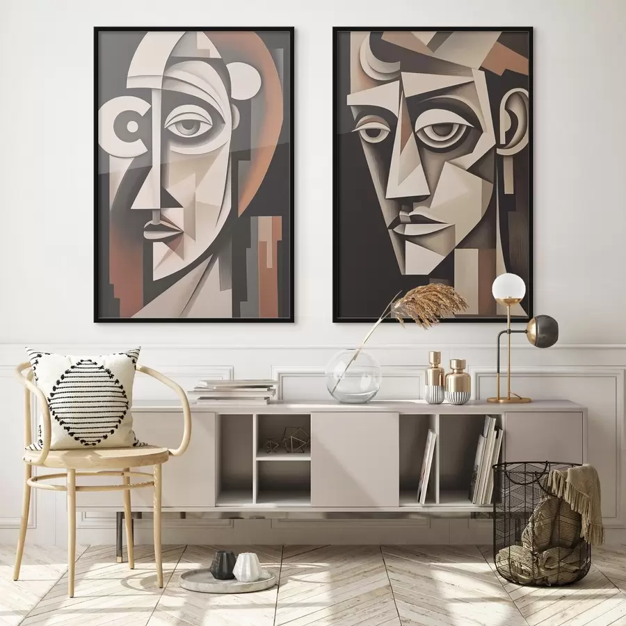 Fototapete Abstrakte Porträts im kubistischen Stil d00550